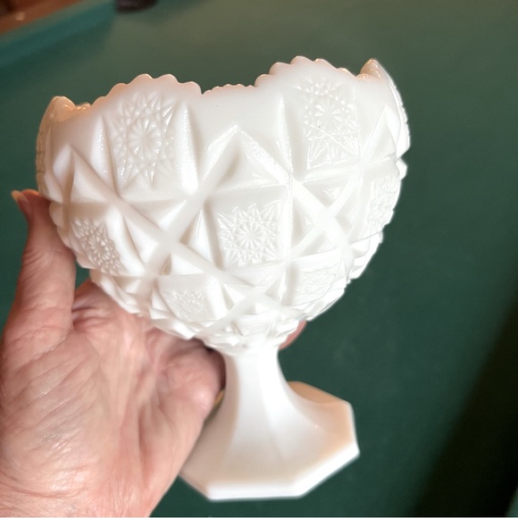 Vintage White Milk Glass Compote/Pedestal bowl - Picture 5 of 10